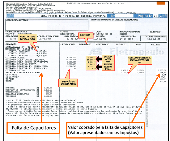Exemplo de Multa na Conta de Luz